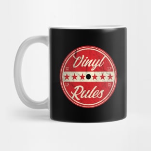 Vinyl Rules Vintage Record Label Design Mug